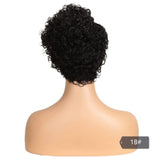 Zetvaa Wigs Black Curly Lace Front Wig Colored Short Curly Human Hair Wigs For Black Women Ombre Blond Brown Jerry Curl Lace Part Wig
