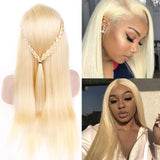 Zetvaa Wigs Blonde Lace Front Wig Brazilian Straight 13x4 Lace Front Human Hair Wigs