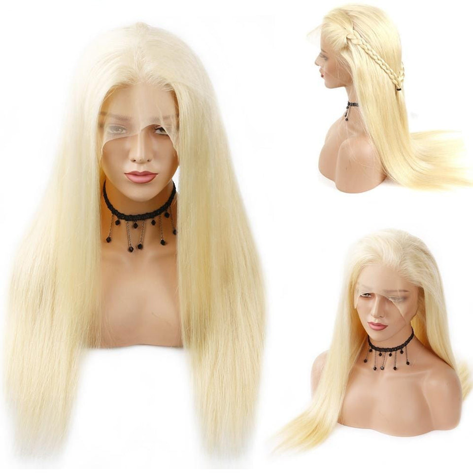 Zetvaa Wigs Blonde Lace Front Wig Brazilian Straight 13x4 Lace Front Human Hair Wigs
