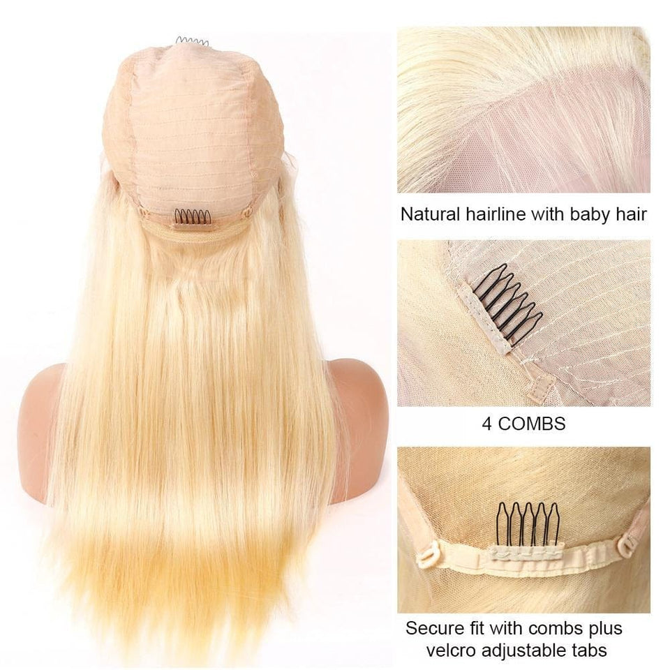 Zetvaa Wigs Blonde Lace Front Wig Brazilian Straight 13x4 Lace Front Human Hair Wigs