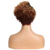 Zetvaa Wigs Curly Lace Front Wig Colored Short Curly Human Hair Wigs For Black Women Ombre Blond Brown Jerry Curl Lace Part Wig