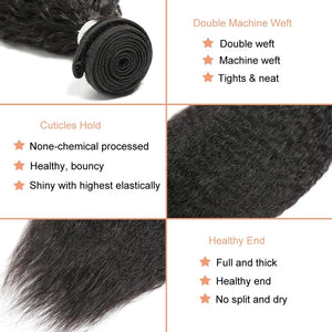 Zetvaa Wigs Kinky Straight Hair 3 Bundles With Closure Pre Plucked With Baby Hair Human