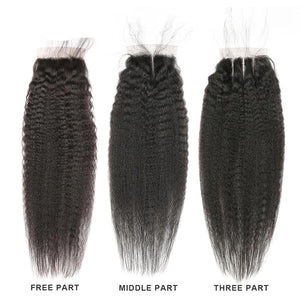 Zetvaa Wigs Kinky Straight Hair 3 Bundles With Closure Pre Plucked With Baby Hair Human