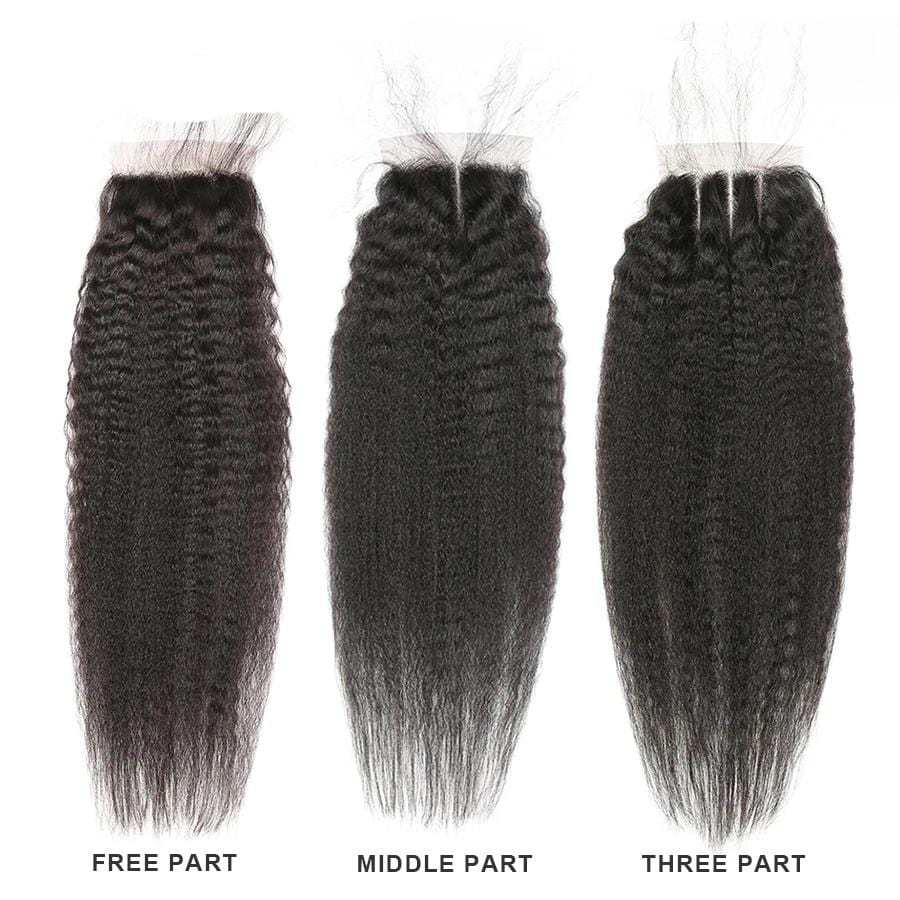Zetvaa Wigs Kinky Straight Hair 3 Bundles With Closure Pre Plucked With Baby Hair Human