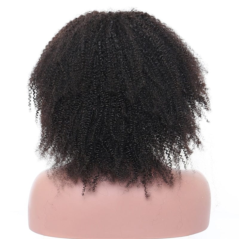 Zetvaa Wigs Natural Color / 24inches / 150 density 13x4 250 Density Afro Kinky Curly Lace Front Human Hair Wigs With Bangs Short Bob Lace Frontal Wig For Women Full 4B 4C Dolago Black