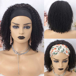 Zetvaa Wigs Short Bob Wig Kinky Curly Headband Wig Human Hair Curly Human Hair Wigs With Headband Wig Full Machine Remy Brazilian Wig
