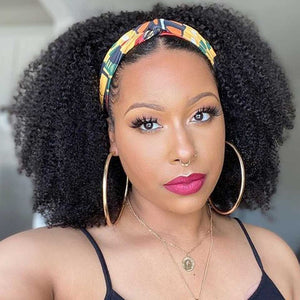 Zetvaa Wigs Short Bob Wig Kinky Curly Headband Wig Human Hair Curly Human Hair Wigs With Headband Wig Full Machine Remy Brazilian Wig