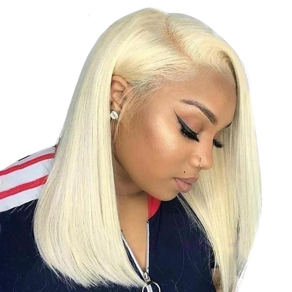 Zetvaa Wigs Straight Bob Lace Pre Plucked Hairline Front Human Hair Wigs